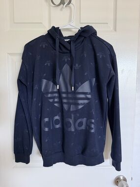 adidas Navy Trefoil Pullover Hoodie XS